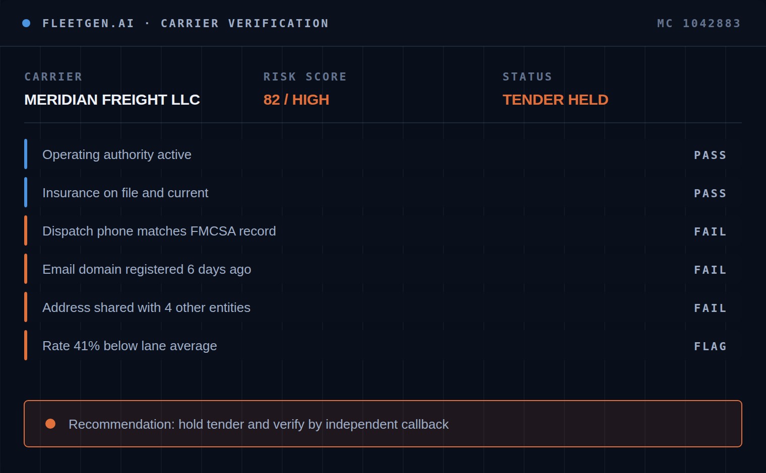 FleetGen.ai · carrier verification